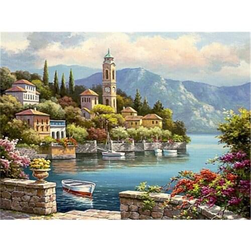 Landscape DIY 11CT Embroidery Cross Stitch Kits Craft Needlework Set Printed Canvas Cotton Thread Home Decoration Wholesale