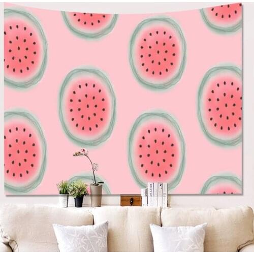 Pink fruit watermelon Tapestry Wall Nail Free Polyester Tapestry Easy To Take Care of Machine Washable Home Decoration