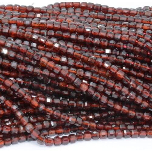 Natural Malaya Garent Edge Faceted Cube Beads 3mm