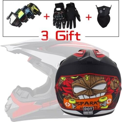 New Free 3 Gift Fashion Design Professional Light Motorcycle Off-road helmet Downhill Mountain Helmet Suitable for kid