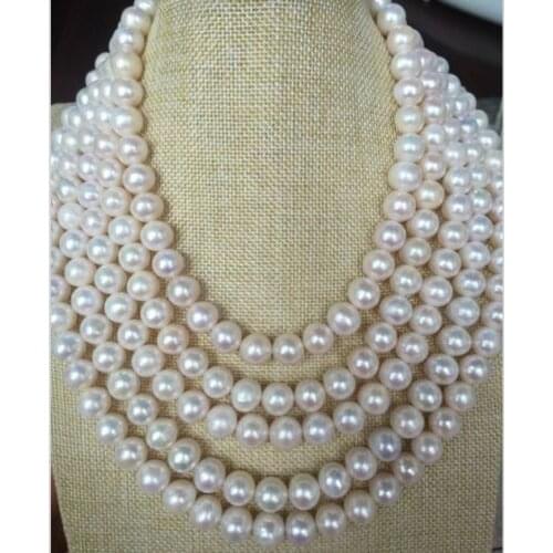 New SINGLE STRANDS 10-11MM SOUTH SEA ROUND WHITE PEARL NECKLACE 50INCH plated Clasp earrings set