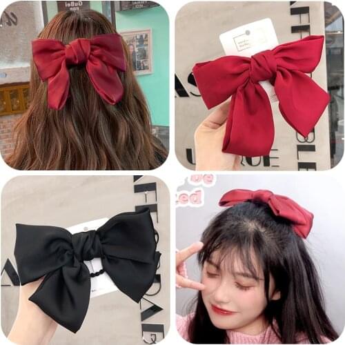 New Women Girls Sweet Double Layer Cotton 21 CM Bow Knot Hair Clip Headband Lady Colorful Ornament Hairpins Hair Accessories