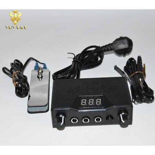 One Mini LCD Digital Tattoo Power With Foot Switch Pedal Clip Cord For Liner Shader Permanent Tattoo Machine Kit Set Supply