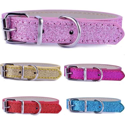 Cheap Pu Leather Pet Dog Cat Collars Adjustable Buckle Collar For Small Dogs Pink Red Gold Blue Colors Puppy Pet Supplies