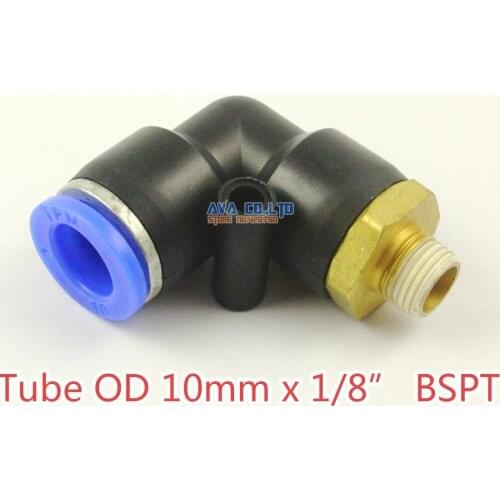 10 Pieces Tube OD 10mm x 1/8" BSPT Male Elbow Pneumatic Connector Push In To Connect Fitting One Touch Quick Release Air Fitting