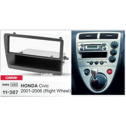 1 Din Radio Fascia for HONDA Civic 2001-2006 w/pocket (Right Wheel) DVD Stereo Panel Dash Mount CARAV 11-387