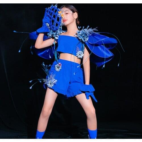 Advanced Customization Dress For Girls Catwalk Show Fashion Costumes Girls Jazz Dancewear Kids Street Dance Clothing DQL5579