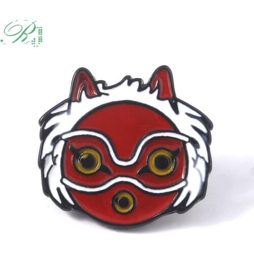 RJ Princess Mononoke Brooches Pins Mononoke Hime Elf Tree Elves Spirits Kodama Enamel Badge Pin Kids Bag Coat Jewelry Xmas Gift