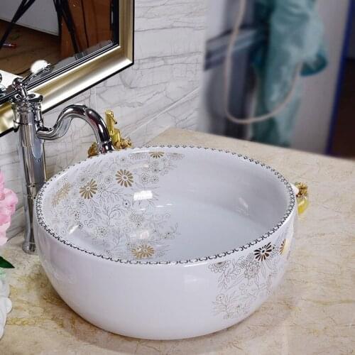 Handmade Europe Vintage Style Lavobo Ceramic Bathroom Counter top Bathroom Sink ceramic basin bowl