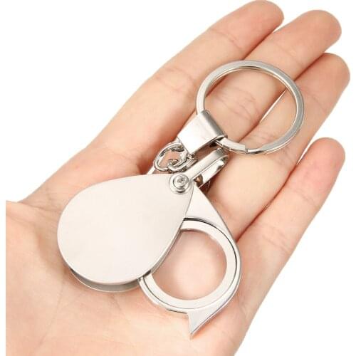 Folding 8X Magnifier Eyes Glass Loupe Lens Pocket Tool For Jewelry Reading Newspaper Magnifying with Key Chain 125*30*8mm