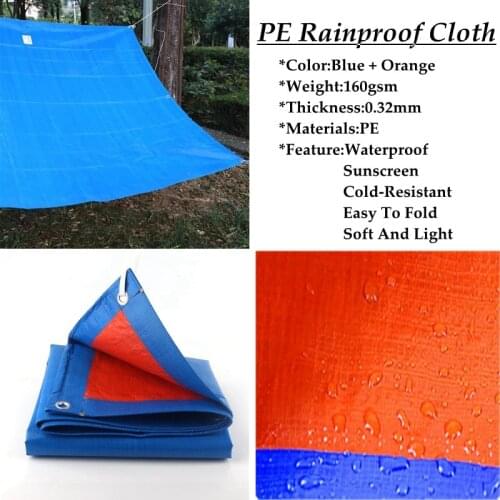 Thickness 0.32mm Blue And Orange PE Tarpaulin Rainproof Cloth Garden Courtyard Succulent Car Canvas Balcony Succulent Cover