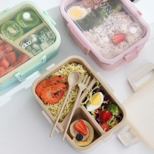 TUUTH Microwave Lunch Box Wheat Straw Stainless Steel Portable Bento Box Leak-Proof Food Storage Container
