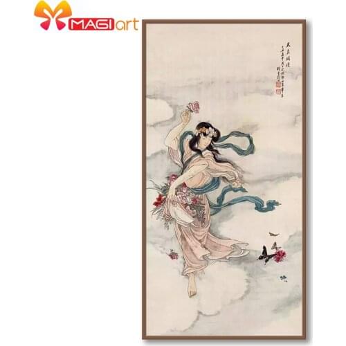 Cross stitch kits Embroidery needlework sets 11CT water soluble canvas patterns 14CT Full portrait fairy-NCMP111