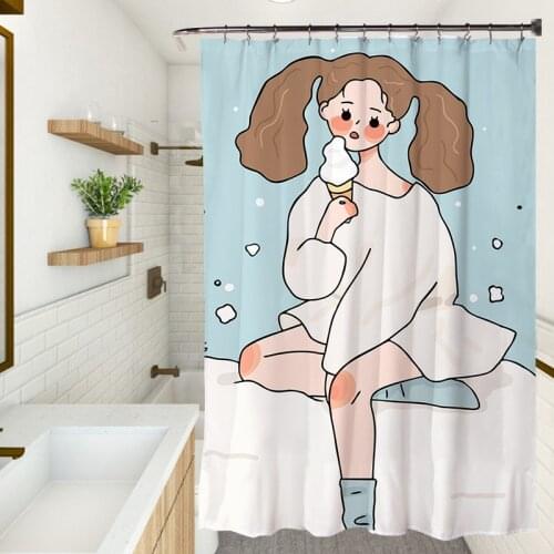 Anime Girls Bathroom Shower Curtain Kawaii Room Decor Bath Curtains With Hooks Waterproof Fabric Bathroom Curtain Room Decor
