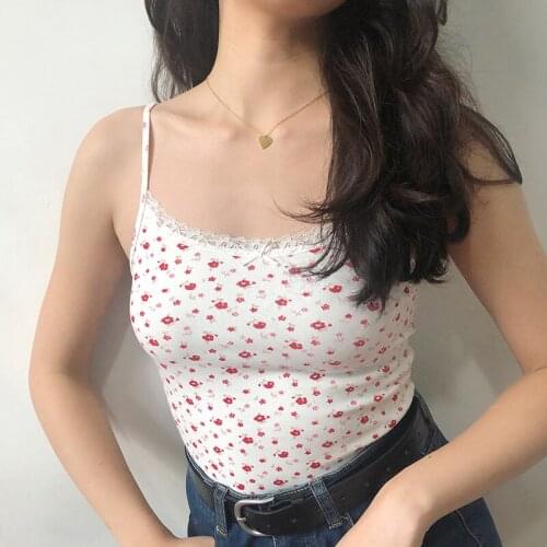 Small Floral Lace Side Sexy All-match Outer Wear Camisole Women