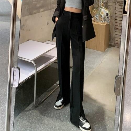 Pants Women 2021 Before The Split New Tall Waist Straight Mop Floor Suit Pants Hang Down Feeling Womens Trousers GZLFA2178