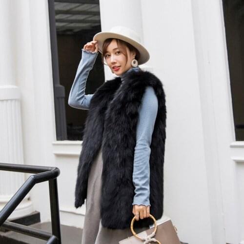 Winter Warm Jacket Vest Coat Women Sleeveless Real Fox Fur Vests Korean Elegant Coats Manteau Femme Hiver ZL579