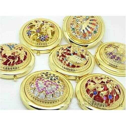 Wholesale 10pcs Noble Dazzling golden hollow Compact Make Up/Handbag Mirrors