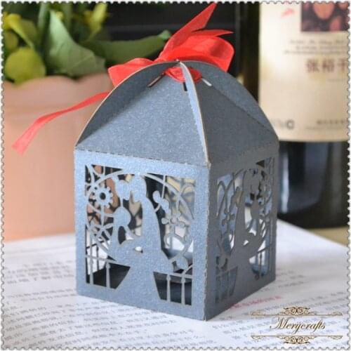 100pcs "bride and groom" bright silver personalized wedding gifts boxes 2017