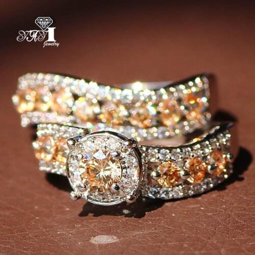 2 pcs YaYI Jewelry Fashion Princess Cut 6.4 CT Orange Heart Cubic Zirconia Black Color Engagement Wedding Party Couples Rings