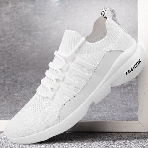 2021 Mens Casual Shoes Flying Weave Super Light Running Shoes Slip-on Sock Sneakers Outdoor Jogging Walking Mesh Tenis