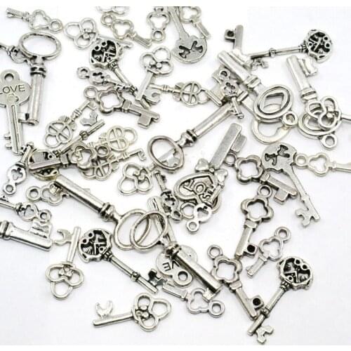Retro Key Pendant Charm Mixed DIY Ornament Accessories Alloy Bracelet Necklace Accessories jewelry making supplies