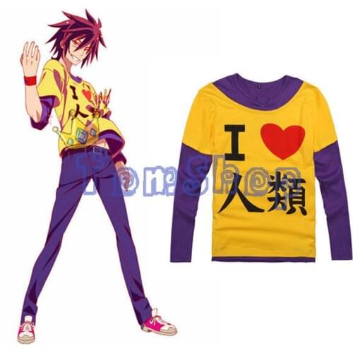 Anime "NO GAME NO LIFE" Sora Cosplay Long Sleeve Casual T-shirt Men Women Cotton t shirts Tops Tee Shirt M L XL XXL