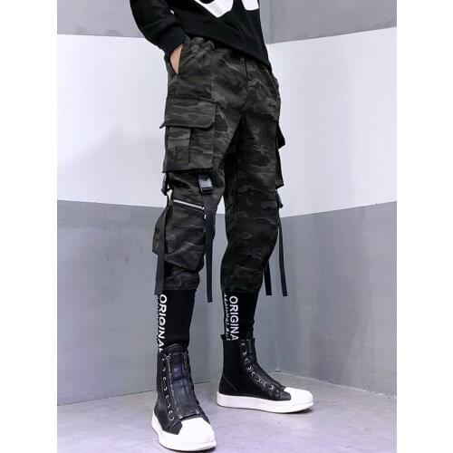 Free Shipping Mens Fashion Casual Camouflage Overalls Tactical Function Pants Korean Street Letter embroidery Harem Pants