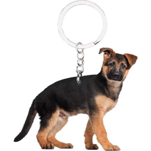 German Shepherd Animal walking Dog Keychain NOT 3D Flat for ladies girls womens cute charm luxury bag drop charms christmas gift