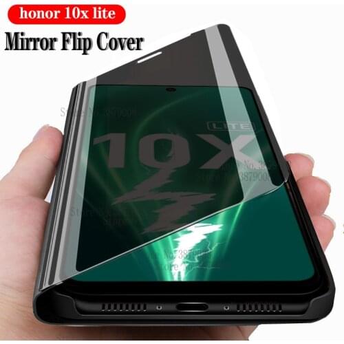 Honor 10x lite Case For huawei honor 10x lite Mirror Flip cover honor10 x honer 10 x lite light magnetic stand book Phone shell