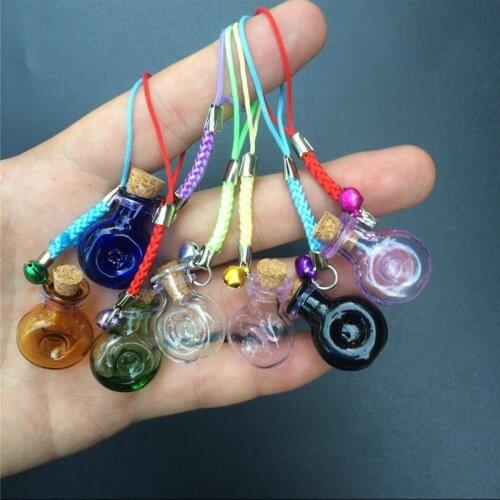Color Bottles XO Shape Pendants Mini Bell Bracelets Bottles with Key Chains Jars Glass Pendants Wedding Gift Mixed Color 70pcs
