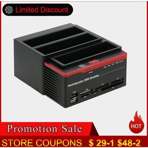 2.5"/ 3.5" USB 3.0 to 2 SATA Ports 1 IDE Port External HDD Hard Drive Docking Station Card Reader USB3.0 Hub HDD Enclosure