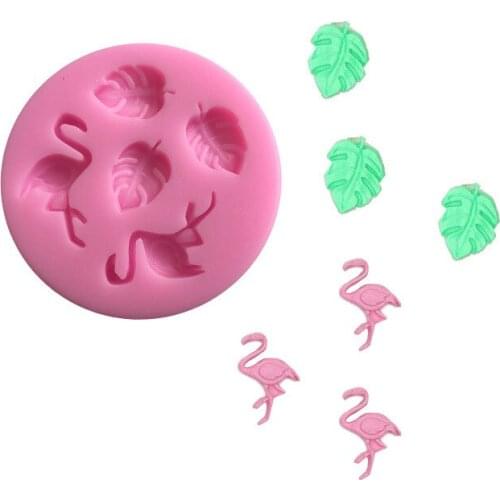Flamingo Turtle Back Leaf Flip Sugar Mold Cake Drop Glue Gypsum Car Pendant Silicone Mold L134