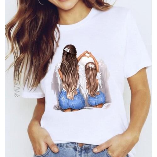 Premium T-Shirts Top For Women Cartoon 90s Love Sweet Cute Mama Mom Love Clothing Lady Graphic T Shirt Ladies Female Tee T-Shirt