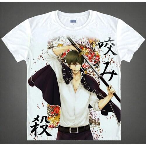 Gintama T-shirts kawaii Japanese Anime t shirt Manga Shirt Cute Cartoon Silver Soul Gin Tama Cosplay shirts 40244441291 tee 349