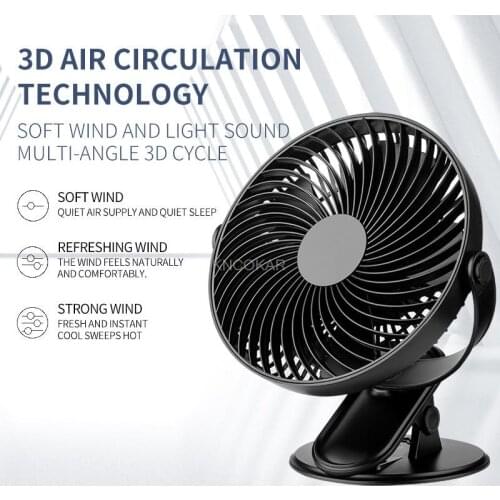 Hot Selling Portable Small Desk Cooler Cooling Fan 360 Degree Rotating Clip Fan Running Super Silent