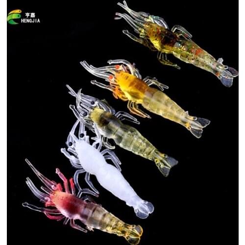 HENGJIA 5pcs/lot 4.8cm 1g Fishing Soft Shrimp Lure Pesca Leurre Peche Carp Jig Mini Fishing Lures China Isca Artificial