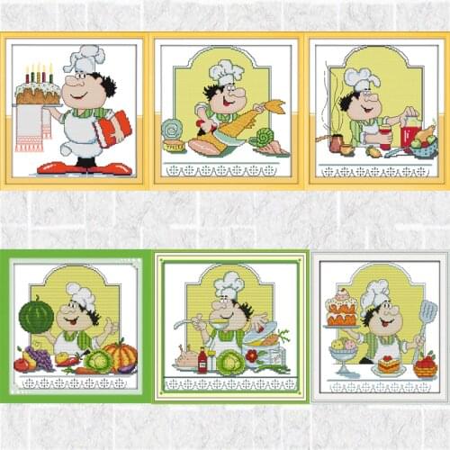 Joy Sunday Hot Sale Funny Kitchen Cross Stitch Counted Printed 11&14CT Embroidery Needlework Kit House Decor Simple Program Cute