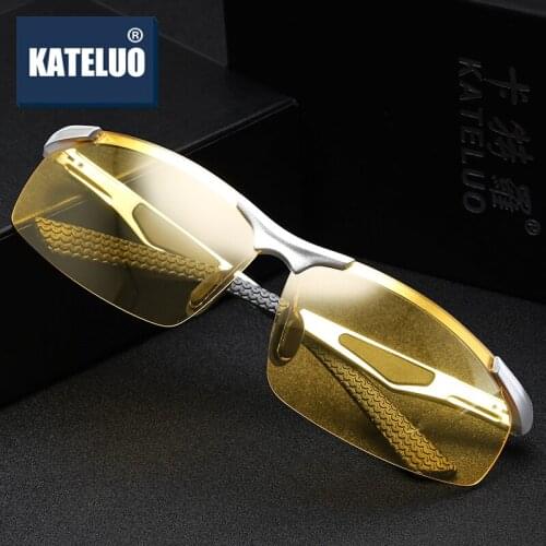 KATELUO 2020 Fashion Day Night Vision Goggles Yellow Glasses for Driving Polarized UV400 Sunglasses Eyewear Accessories for Men