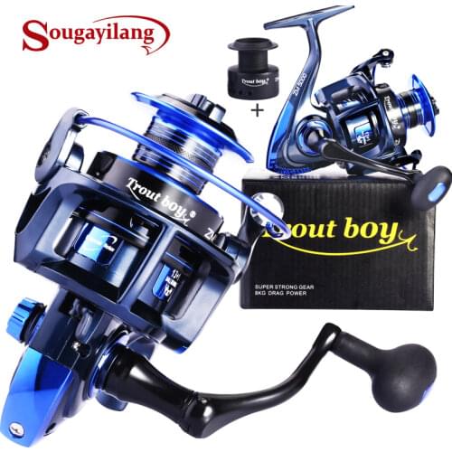 Sougayilang Spinning Reel 13+1BB Metal Spool Fishing Wheel Left/Right Handle Freshwater Saltwater Trolling Fishing Reel