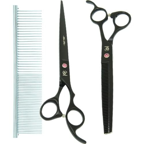 Meisha 8 inch Dogs Grooming Scissors Set High Quality Japanese Steel Pet Straight Curved Cutting Shears Thinning Clippers B0053A
