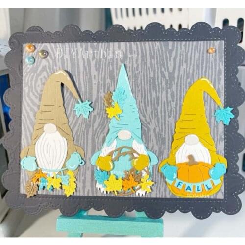 3Pcs Gnomes 2021 Autumn Metal Cutting Dies Diy Scrapbooking Greeting Card Album Making Bithday Craft Dies
