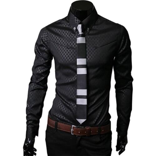 Men Plaid Shirts Brand 5XL 2019 New Mens Dress Shirts Long Sleeve Slim Casual Black White Social Male Clothes Homme