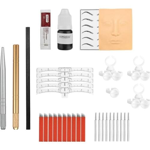 Permanent Eyebrow Tattoo Practice Kit Set Pen Needle Practise Skin Tool