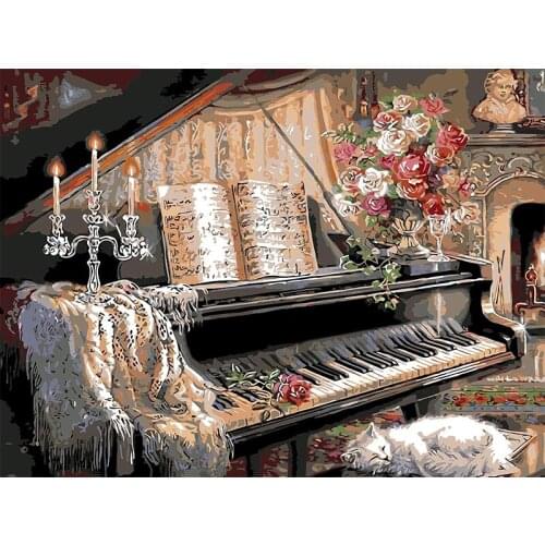 Piano DIY Oil Painting By Numbers Modern Wall Art Picture Acrylic Paint On Canvas Kids & Adults Drawing Paintwork Handmade Toys