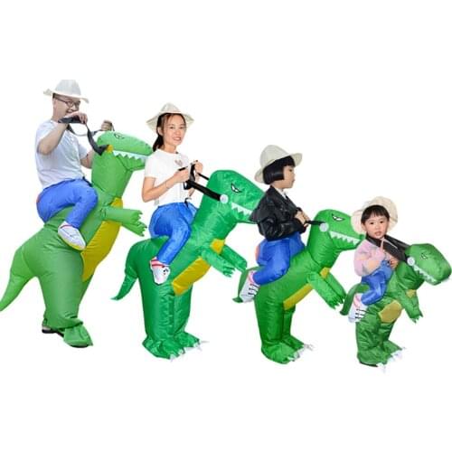 3D Stand Riding Inflatable Dinosaur Costume Halloween Dress Cosplay Suit Horse Cowboy Costume for Kids Adult Party Prop Supplies