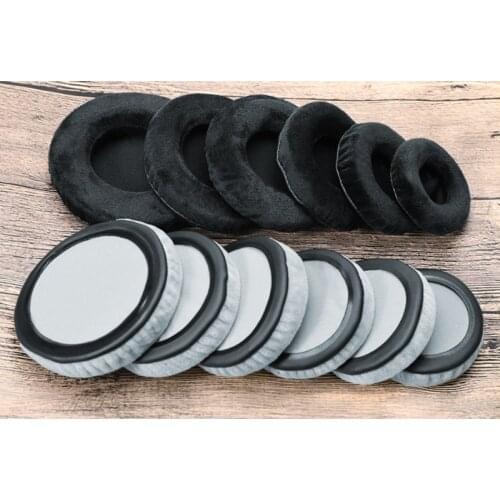 New Black & Gray Universal Velvet Replacement Ear Pads Round Earmuffs Earpads for Superlux Sennheiser HyperX AKG Headphones