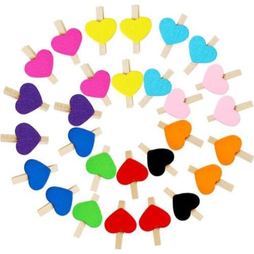 50PCS/Lot Mini Heart Shape Wood Clips Handicrafts Photos Papers Clothes Pegs Home Party Decorations Sewing clip