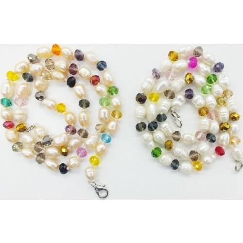 Factory promotion! ! 6-7MM Natural freshwater pearls, crystal. Classic ladies pearl necklace 18"