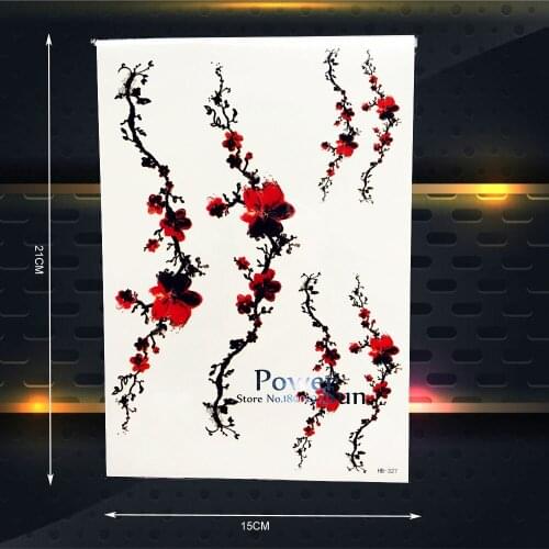 Sexy Plum Blossom Design Temporary Waterproof Tattoo Stickers 21x15CM Women Body Art Painting Tattoo Sakura Sticker